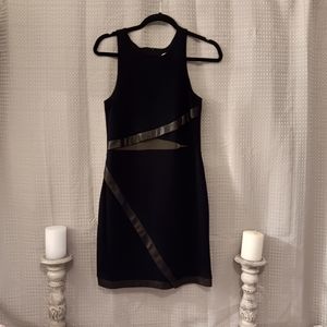 Bailey 44 Black Midi Dress with Sheer Accents